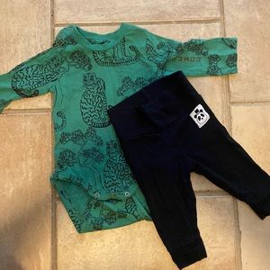 Mini rodini tiger print onesie with black leggings